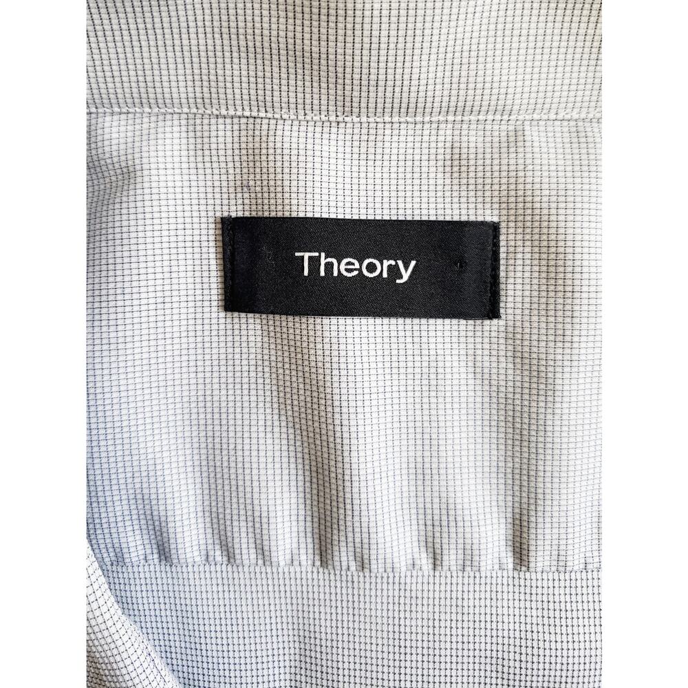 Theory Men's Cedrick Zino Graph-Check Dress Shirt Size 17L Blue - Picture 4 of 7